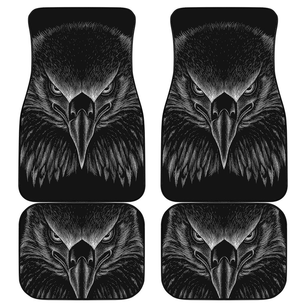 Black And White Eagle Print Front and Back Car Floor Mats