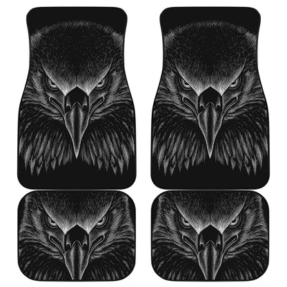 Black And White Eagle Print Front and Back Car Floor Mats