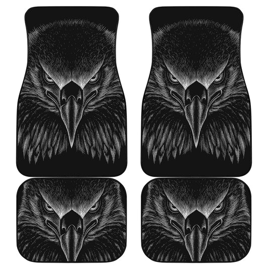 Black And White Eagle Print Front and Back Car Floor Mats
