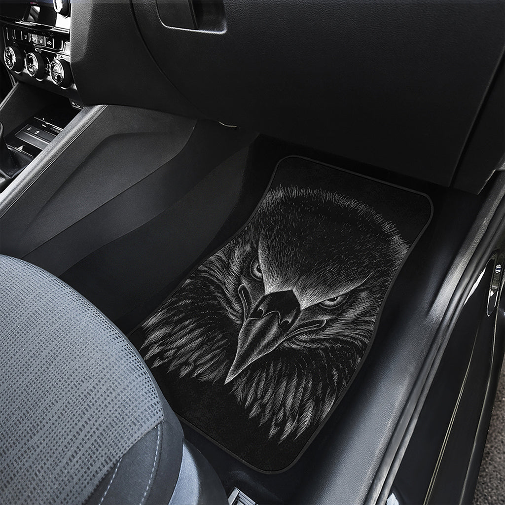 Black And White Eagle Print Front and Back Car Floor Mats