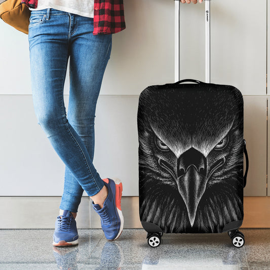 Black And White Eagle Print Luggage Cover