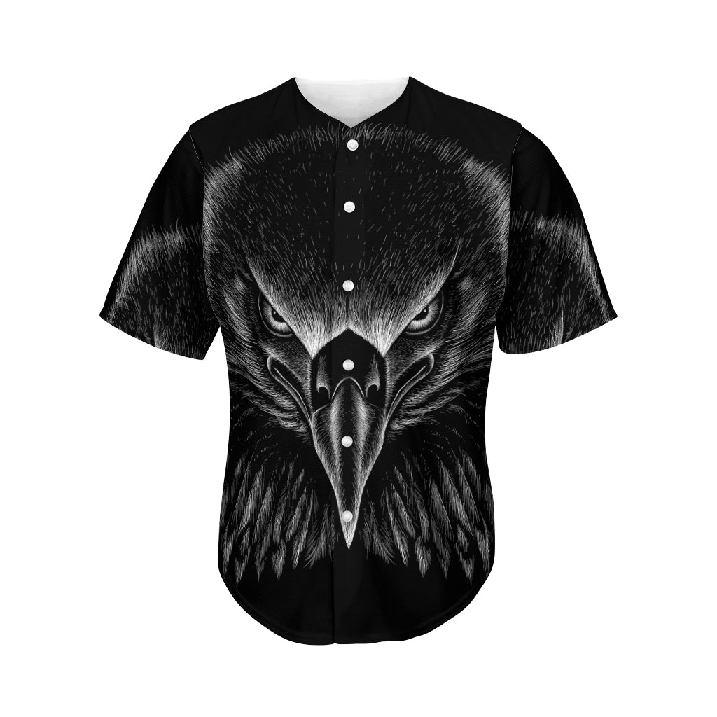 Black And White Eagle Print Men's Baseball Jersey