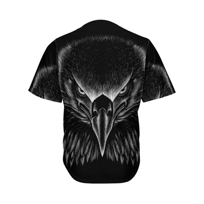 Black And White Eagle Print Men's Baseball Jersey