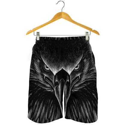 Black And White Eagle Print Men's Shorts