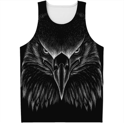 Black And White Eagle Print Men's Tank Top