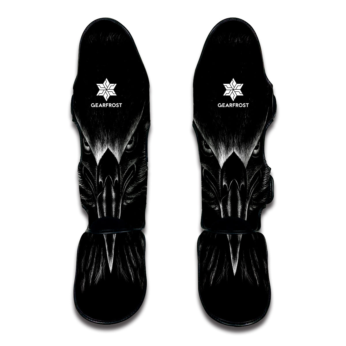 Black And White Eagle Print Muay Thai Shin Guard