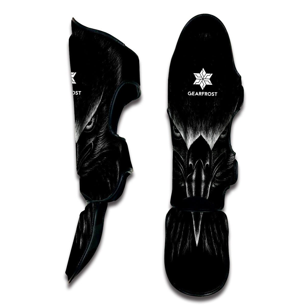 Black And White Eagle Print Muay Thai Shin Guard