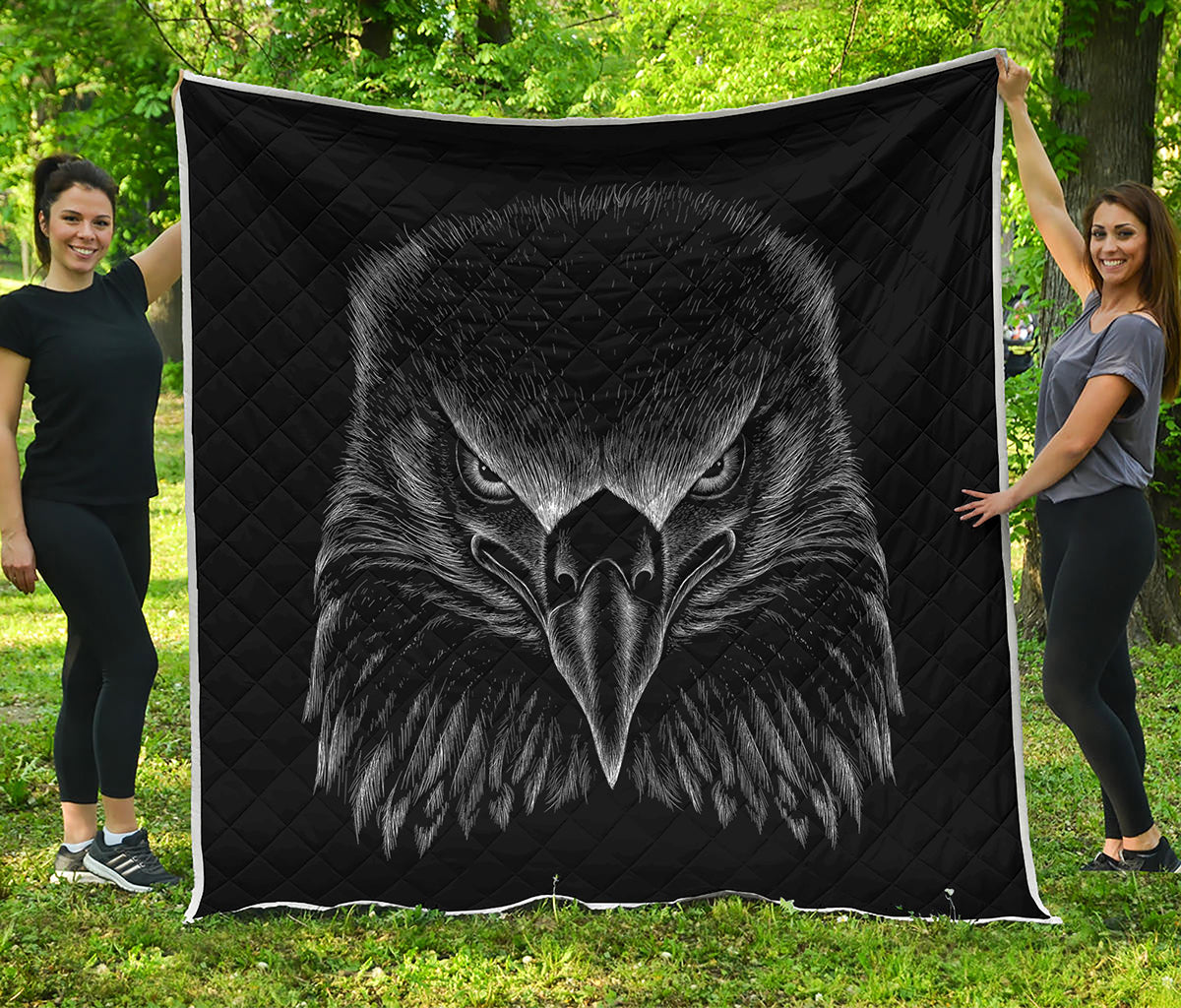 Black And White Eagle Print Quilt