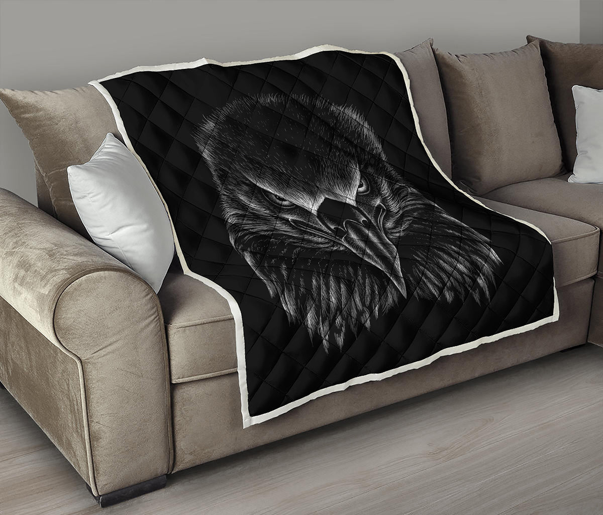 Black And White Eagle Print Quilt