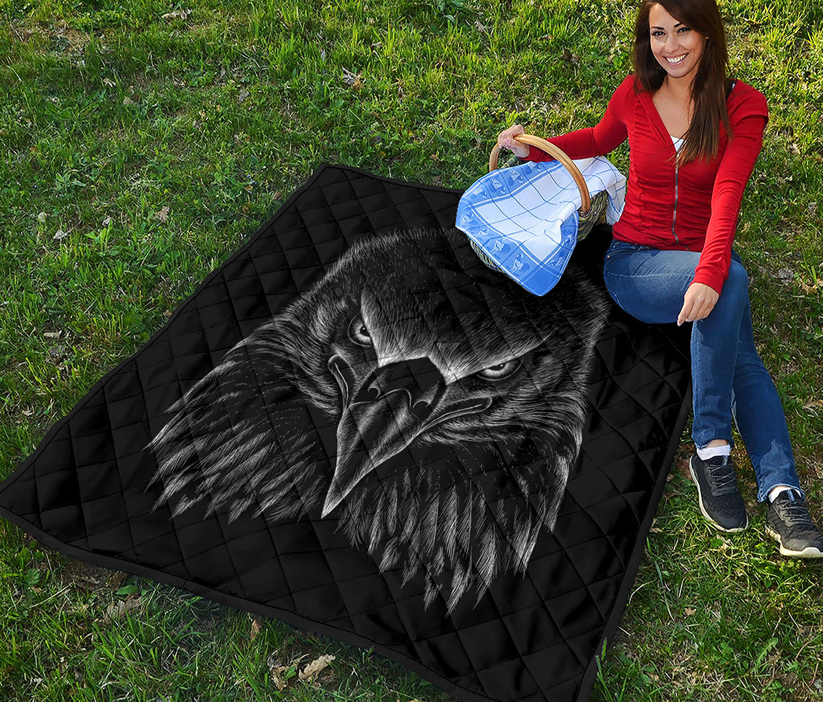 Black And White Eagle Print Quilt
