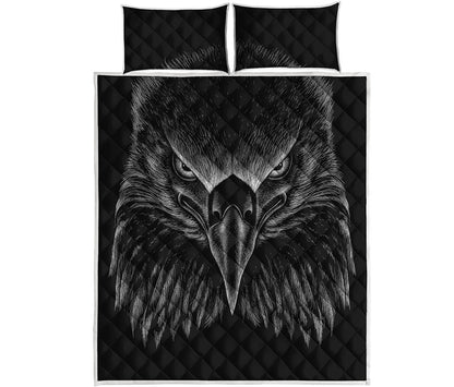 Black And White Eagle Print Quilt Bed Set