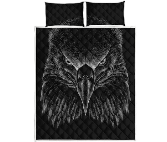Black And White Eagle Print Quilt Bed Set