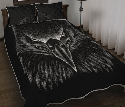 Black And White Eagle Print Quilt Bed Set