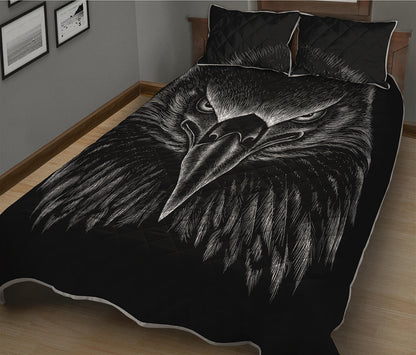 Black And White Eagle Print Quilt Bed Set
