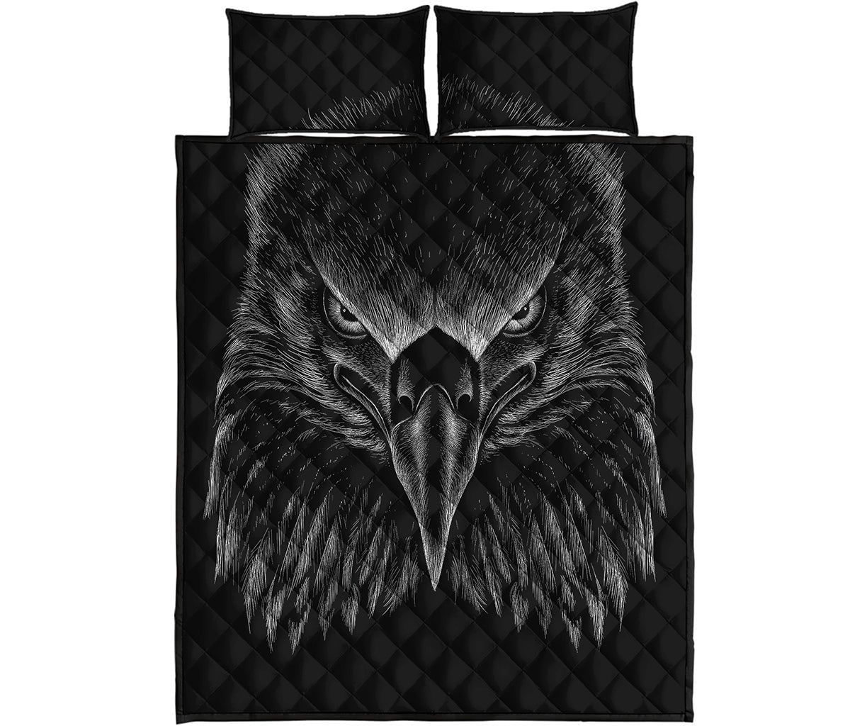 Black And White Eagle Print Quilt Bed Set