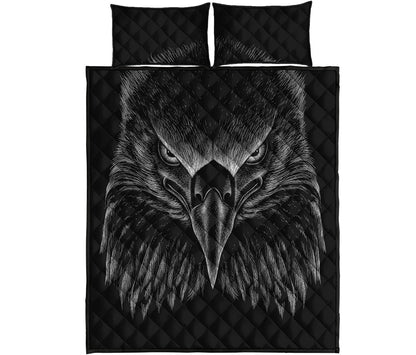 Black And White Eagle Print Quilt Bed Set
