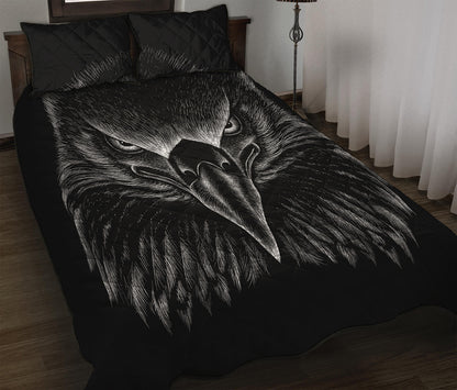 Black And White Eagle Print Quilt Bed Set
