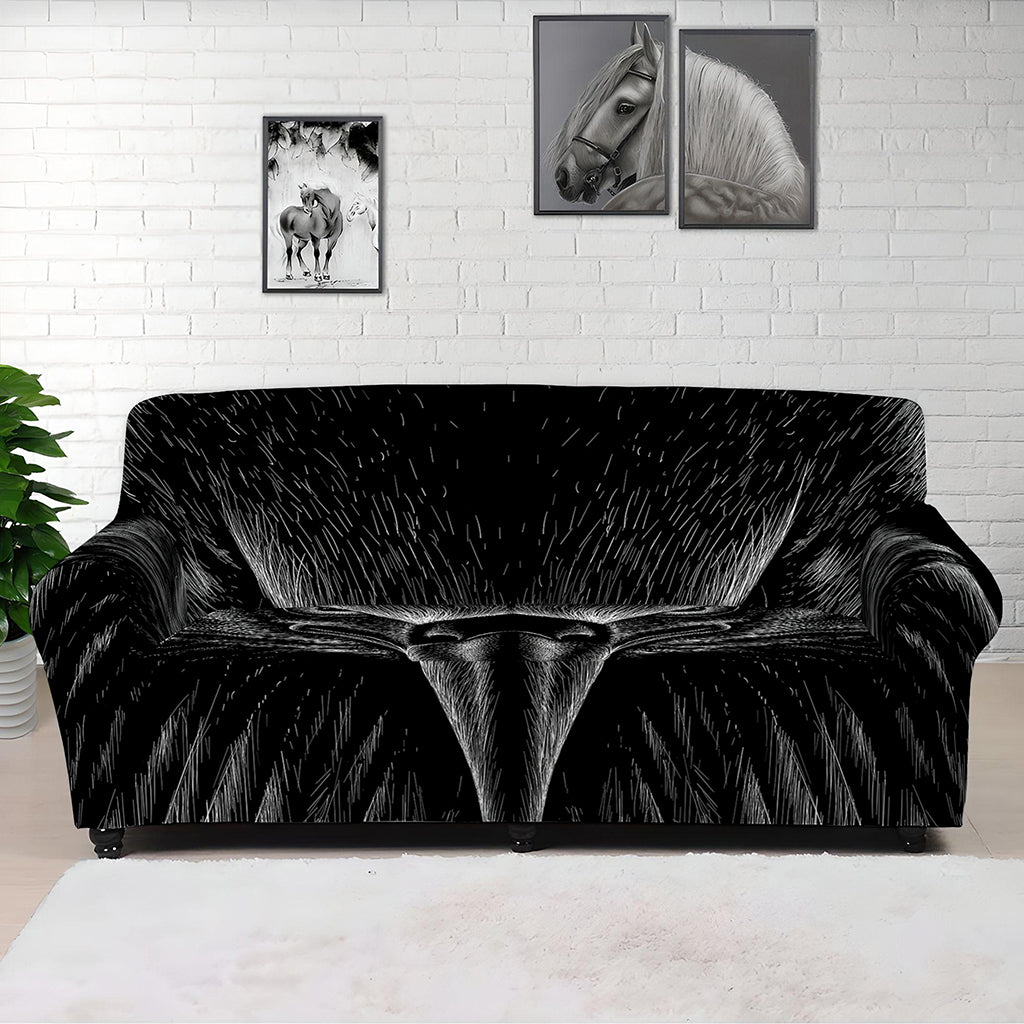 Black And White Eagle Print Sofa Cover