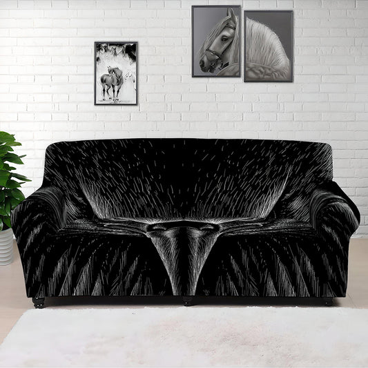 Black And White Eagle Print Sofa Cover
