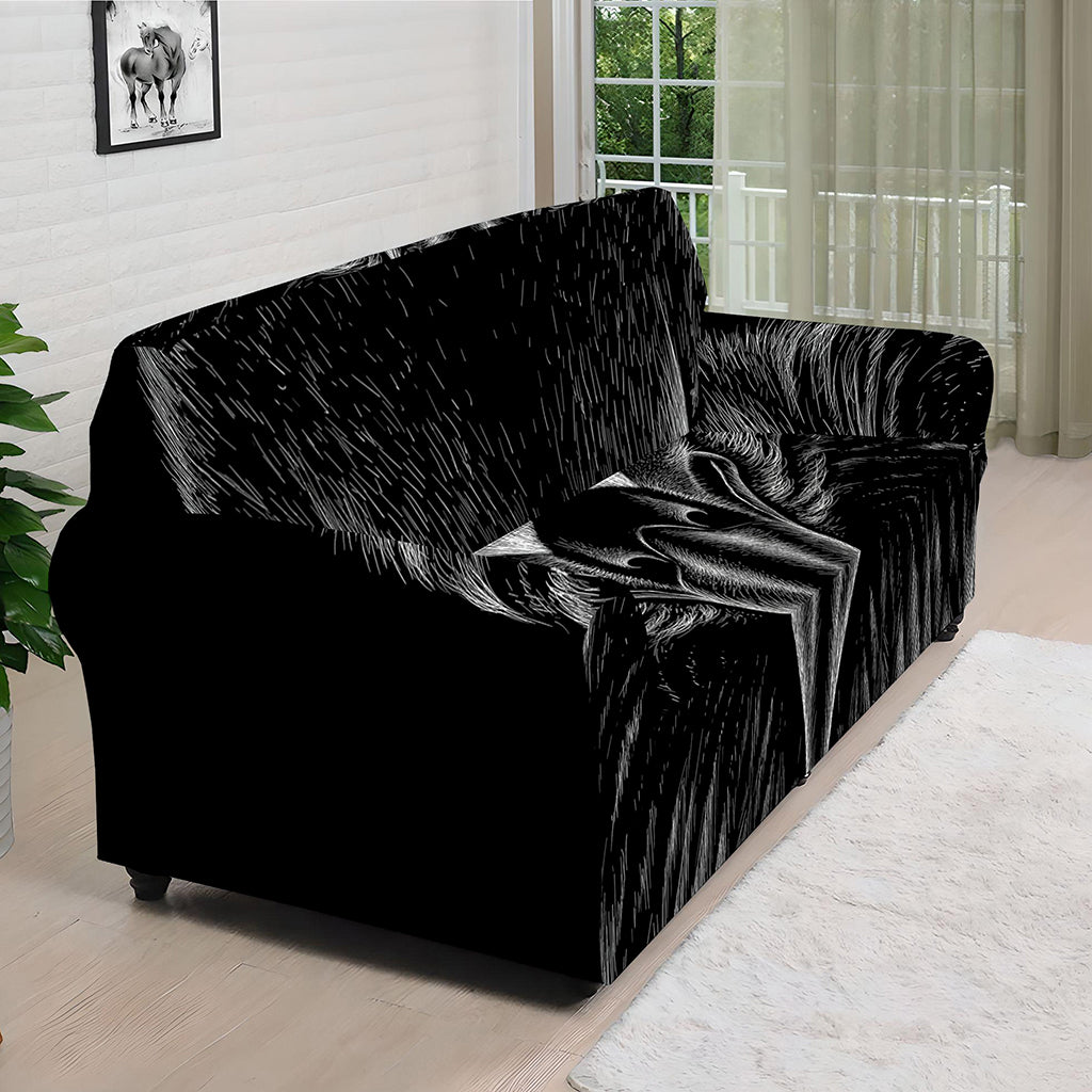 Black And White Eagle Print Sofa Cover