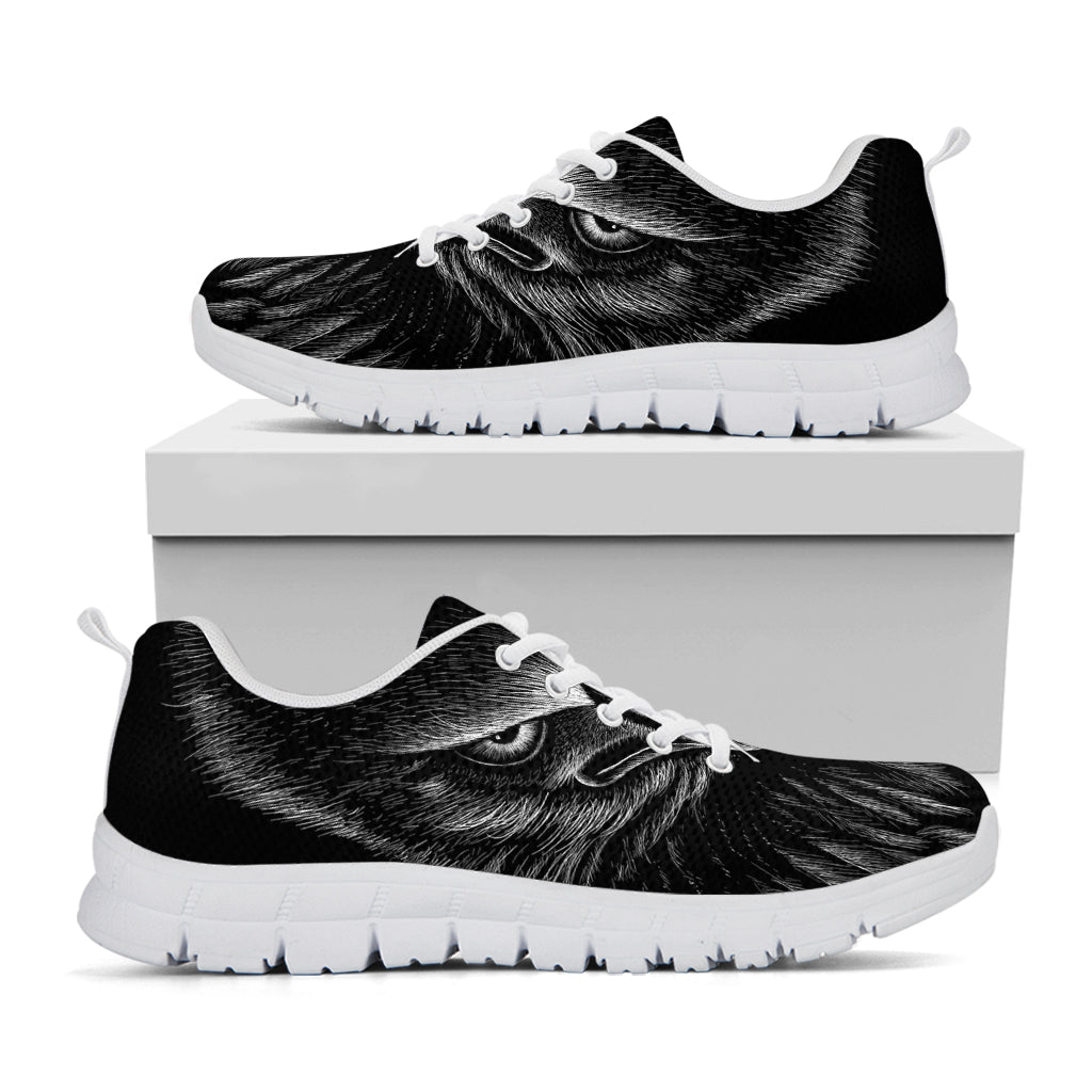 Black And White Eagle Print White Sneakers