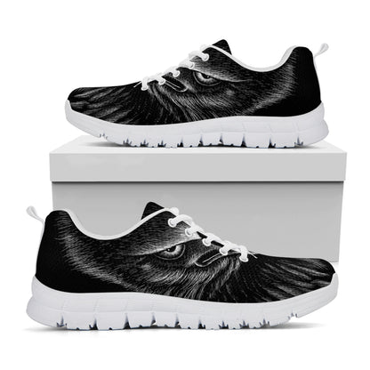 Black And White Eagle Print White Sneakers