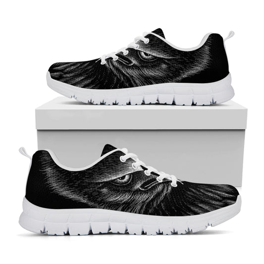Black And White Eagle Print White Sneakers