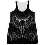 Black And White Eagle Print Women's Racerback Tank Top