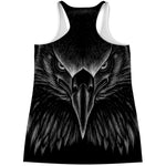Black And White Eagle Print Women's Racerback Tank Top