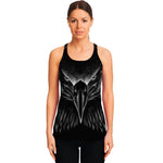 Black And White Eagle Print Women's Racerback Tank Top