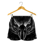 Black And White Eagle Print Women's Shorts