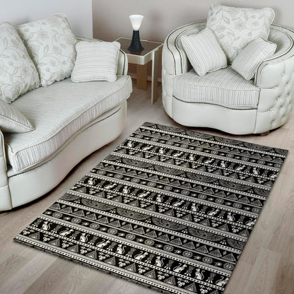 Black And White Egypt Pattern Print Area Rug