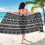 Black And White Egypt Pattern Print Beach Sarong Wrap