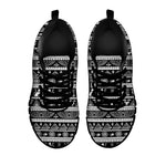 Black And White Egypt Pattern Print Black Sneakers