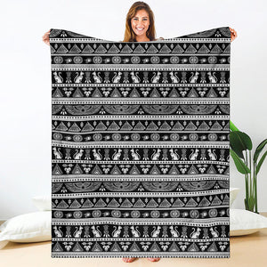 Black And White Egypt Pattern Print Blanket