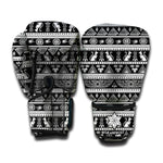 Black And White Egypt Pattern Print Boxing Gloves