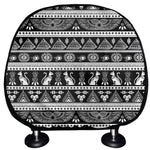Black And White Egypt Pattern Print Car Headrest Covers