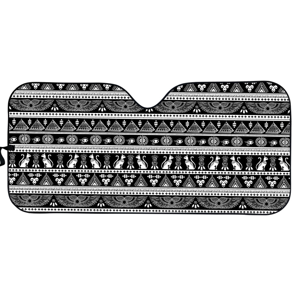 Black And White Egypt Pattern Print Car Sun Shade