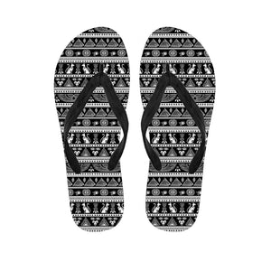 Black And White Egypt Pattern Print Flip Flops