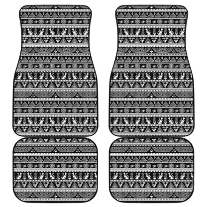 Black And White Egypt Pattern Print Front and Back Car Floor Mats