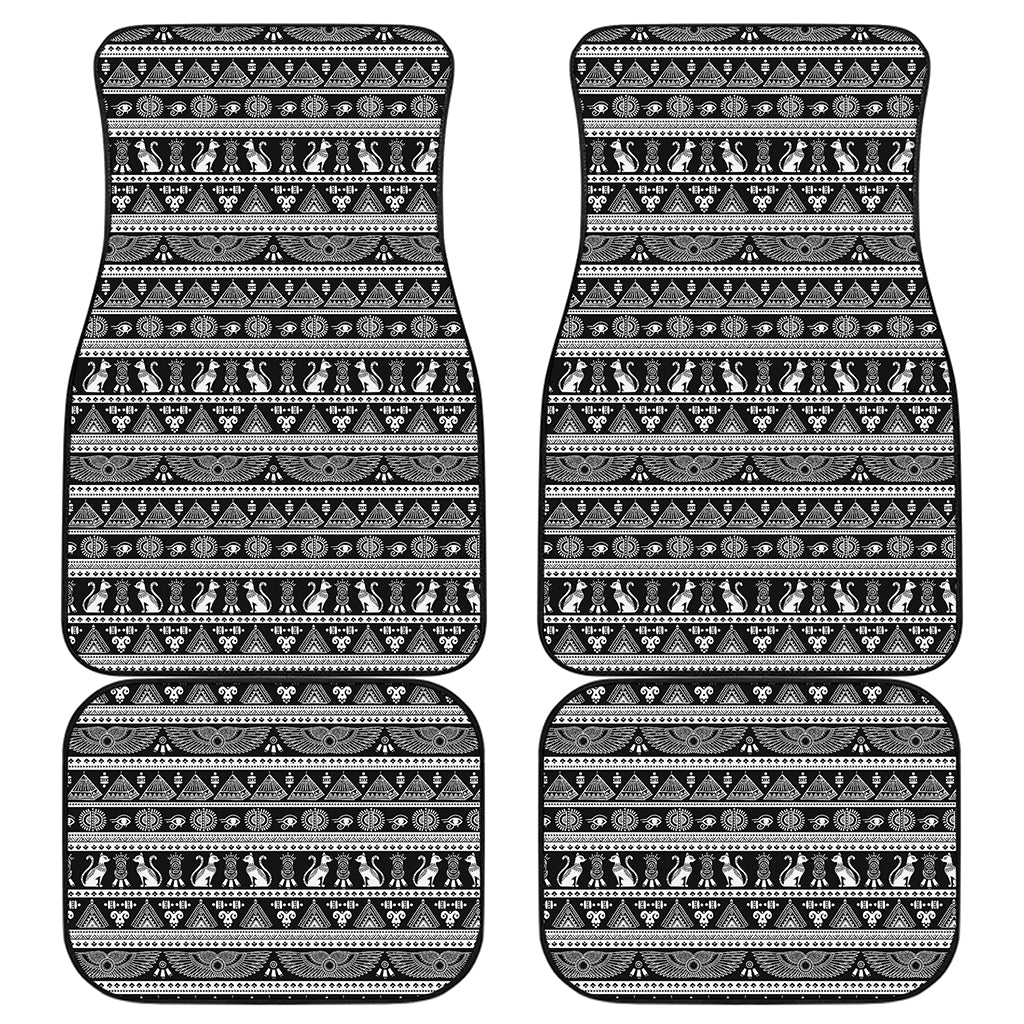 Black And White Egypt Pattern Print Front and Back Car Floor Mats