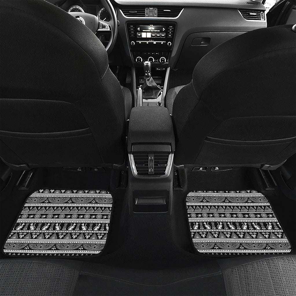 Black And White Egypt Pattern Print Front and Back Car Floor Mats