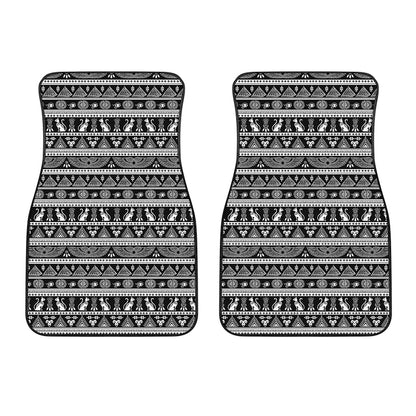 Black And White Egypt Pattern Print Front Car Floor Mats
