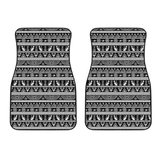 Black And White Egypt Pattern Print Front Car Floor Mats