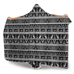 Black And White Egypt Pattern Print Hooded Blanket