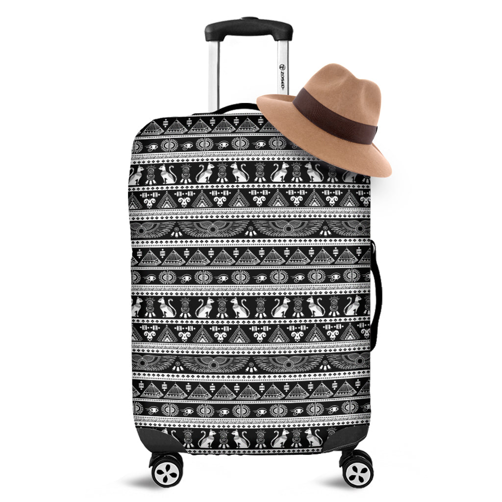 Black And White Egypt Pattern Print Luggage Cover