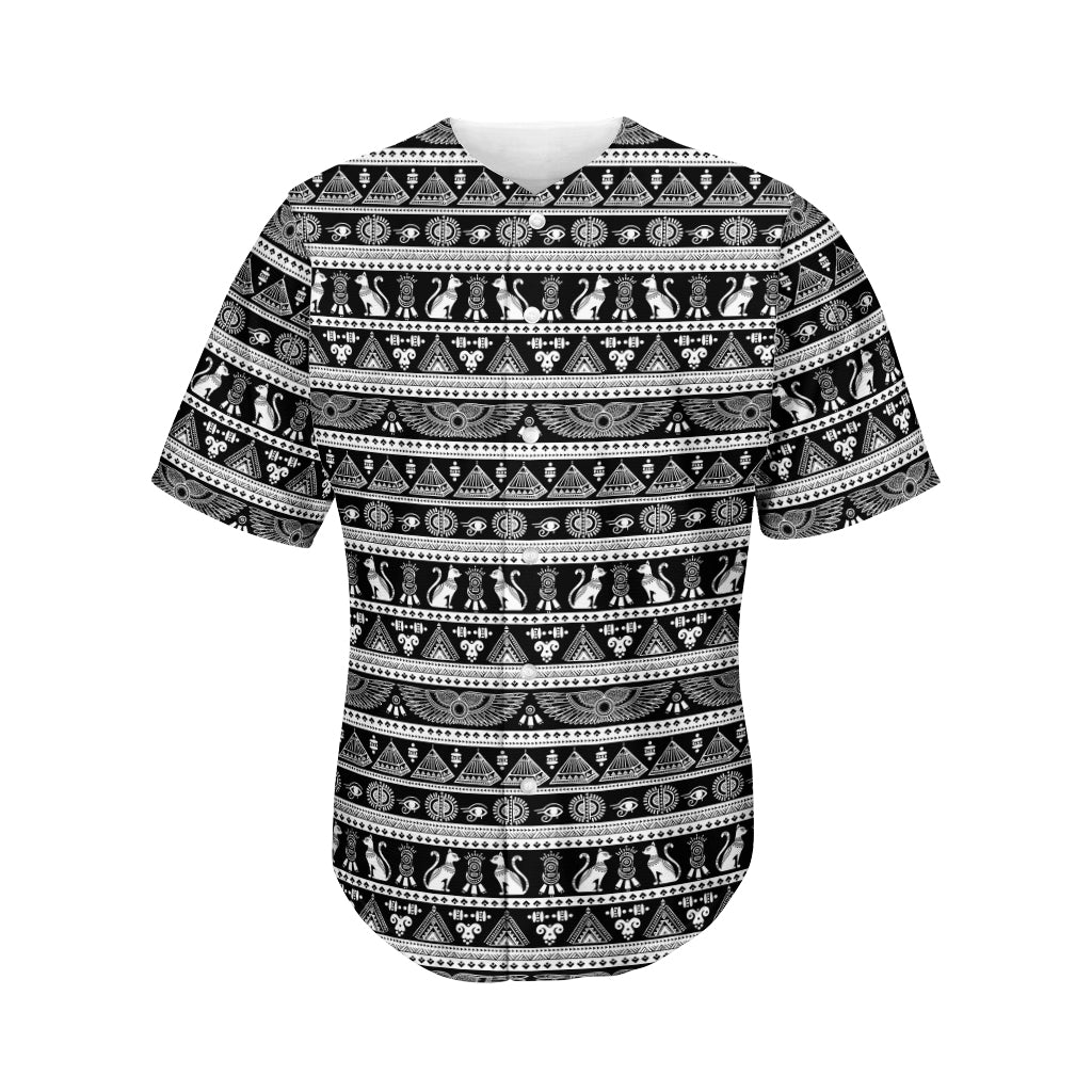 Black And White Egypt Pattern Print Men's Baseball Jersey