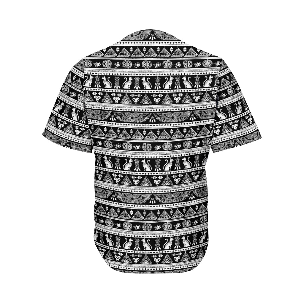 Black And White Egypt Pattern Print Men's Baseball Jersey