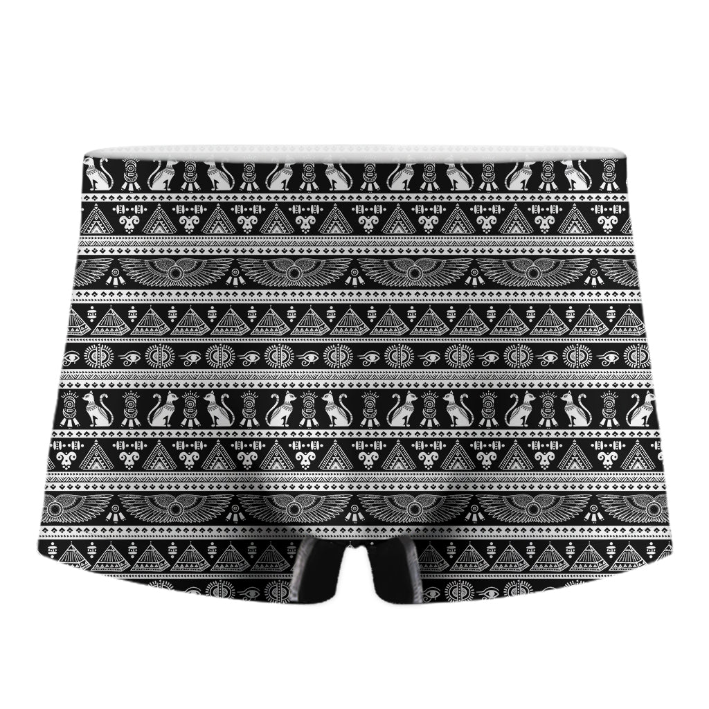 Black And White Egypt Pattern Print Men's Boxer Briefs