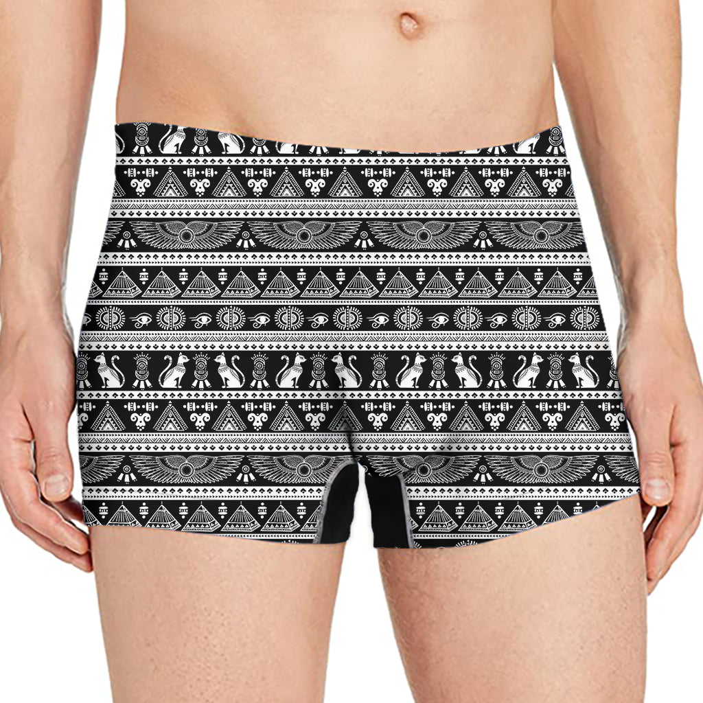 Black And White Egypt Pattern Print Men's Boxer Briefs